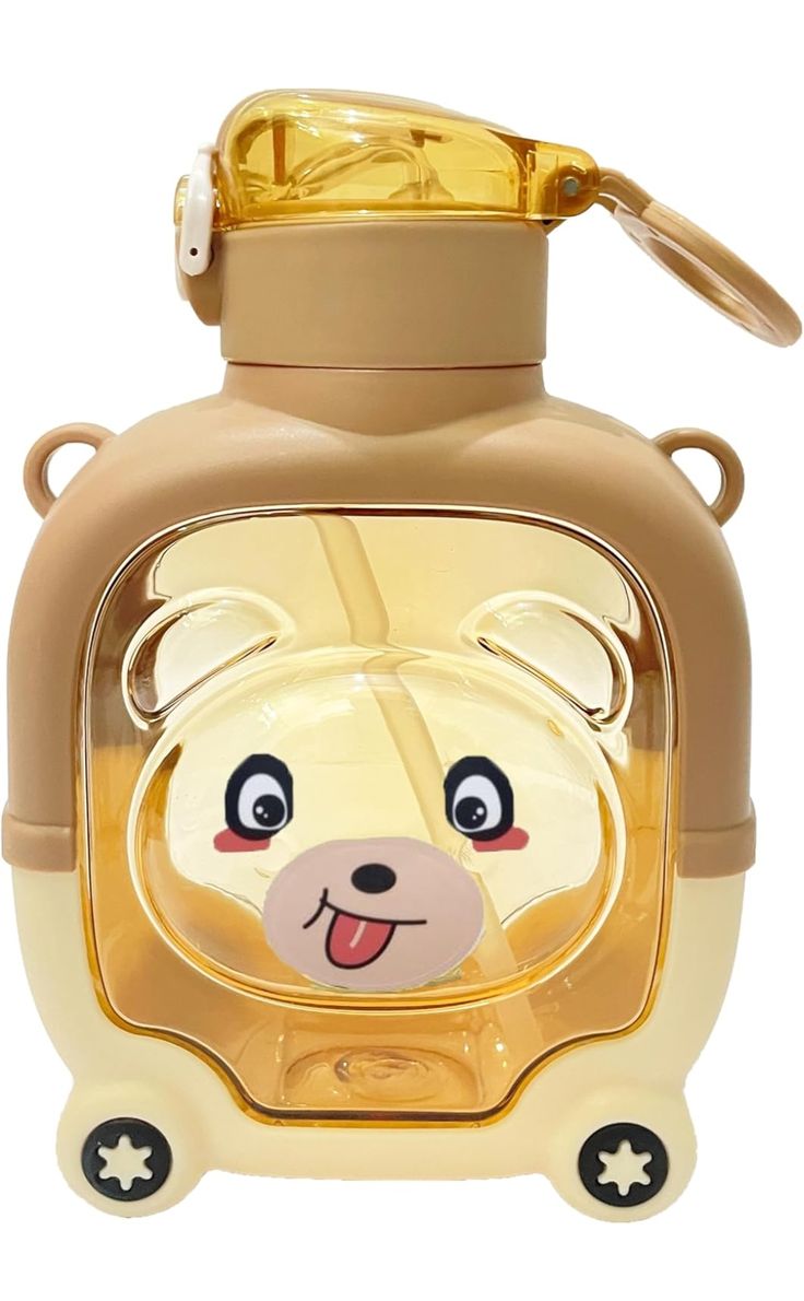 Premium Bear Shape Kids Sipper Bottle | Anti-Leak Water Bottle with Straw & Strap