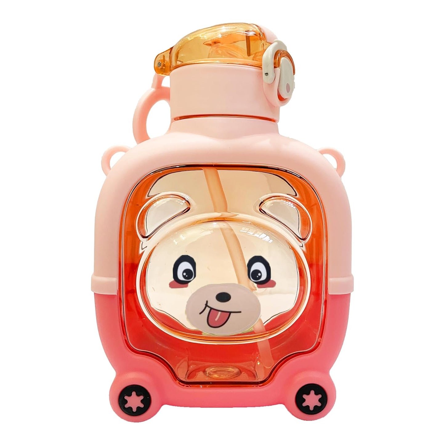 Premium Bear Shape Kids Sipper Bottle | Anti-Leak Water Bottle with Straw & Strap