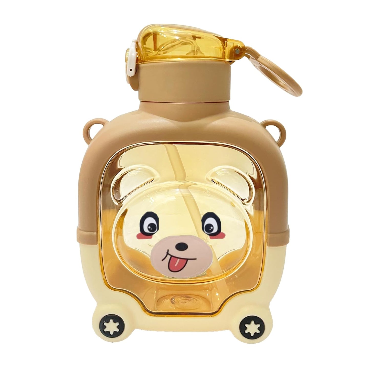 Premium Bear Shape Kids Sipper Bottle | Anti-Leak Water Bottle with Straw & Strap