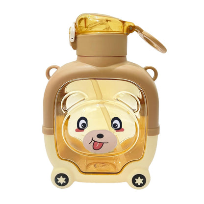 Premium Bear Shape Kids Sipper Bottle | Anti-Leak Water Bottle with Straw & Strap
