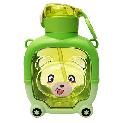 Premium Bear Shape Kids Sipper Bottle | Anti-Leak Water Bottle with Straw & Strap